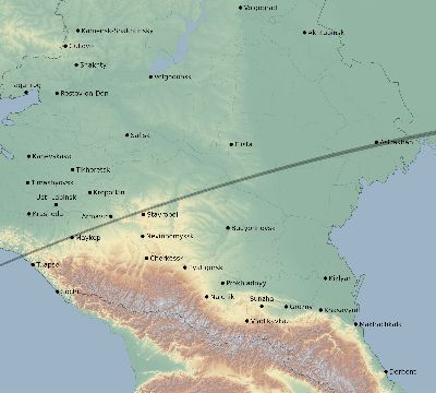Map of the eclipse path across Russia on 05/20/1966