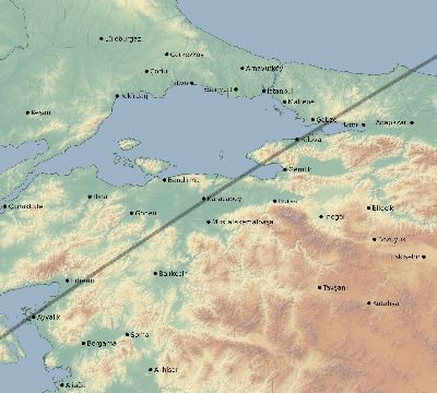 Map of the eclipse path across Turkey on 05/20/1966