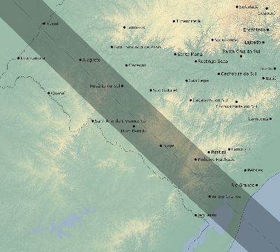 Map of the eclipse path across Brazil on 11/12/1966