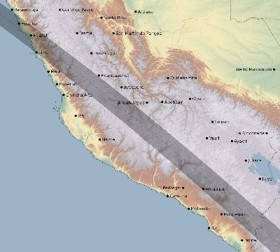Map of the eclipse path across Peru on 11/12/1966