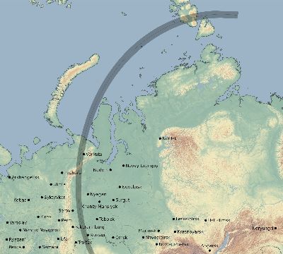 Map of the eclipse path across Russia on 09/22/1968