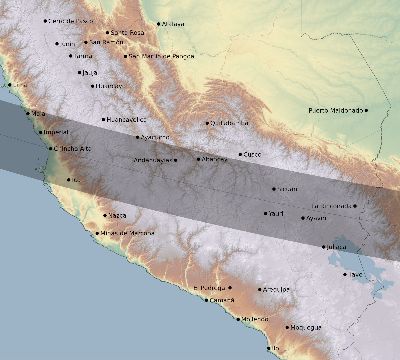 Map of the eclipse path across Peru on 09/11/1969