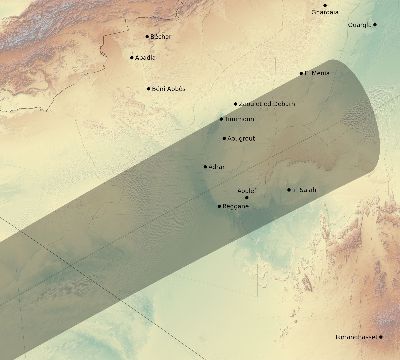 Map of the eclipse path across Algeria on 12/24/1973