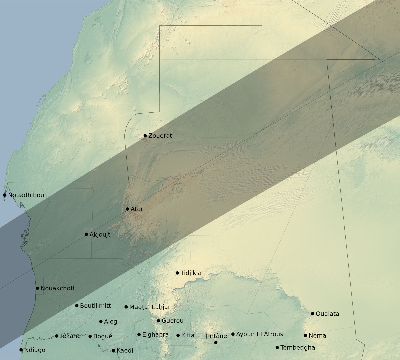 Map of the eclipse path across Mauritania on 12/24/1973
