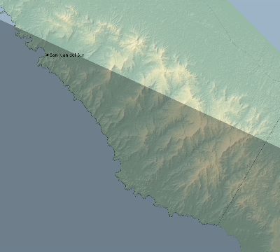 Map of the eclipse path across Nicaragua on 12/24/1973