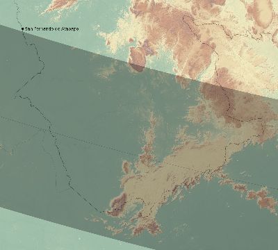 Map of the eclipse path across Venezuela on 12/24/1973