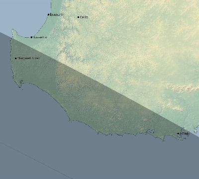 Map of the eclipse path across Australia on 06/20/1974