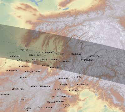 Map of the eclipse path across Afghanistan on 04/29/1976