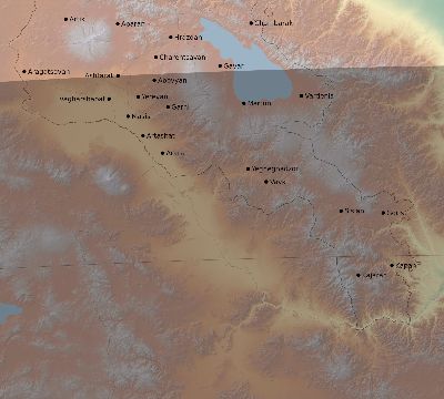 Map of the eclipse path across Armenia on 04/29/1976