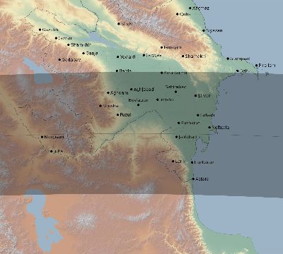 Map of the eclipse path across Azerbaijan on 04/29/1976