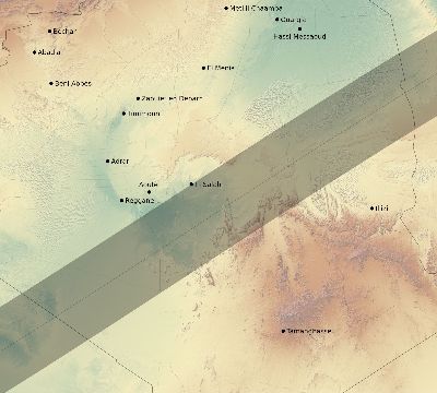 Map of the eclipse path across Algeria on 04/29/1976