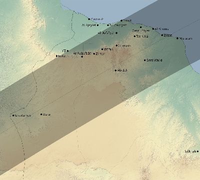 Map of the eclipse path across Libya on 04/29/1976