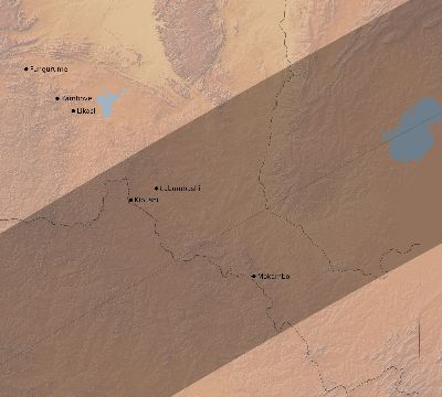 Map of the eclipse path across DR Congo on 04/18/1977