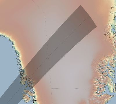 Map of the eclipse path across Greenland on 02/26/1979