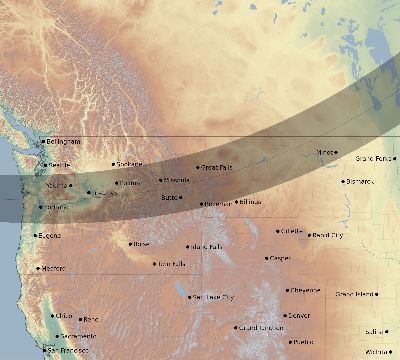 Map of the eclipse path across United States on 02/26/1979