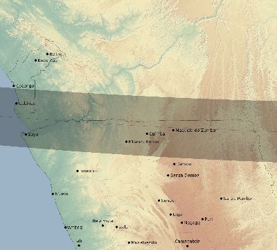 Map of the eclipse path across Angola on 02/16/1980