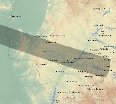 Map of the eclipse path across Brazil on 08/10/1980