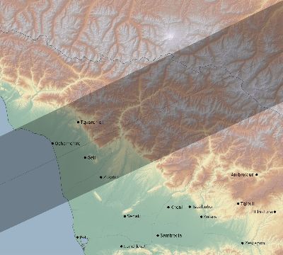 Map of the eclipse path across Georgia on 07/31/1981