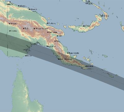 Map of the eclipse path across Papua New Guinea on 06/11/1983