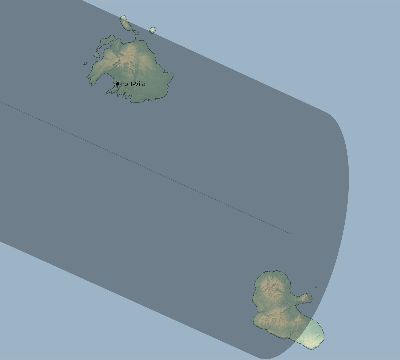 Map of the eclipse path across Vanuatu on 06/11/1983