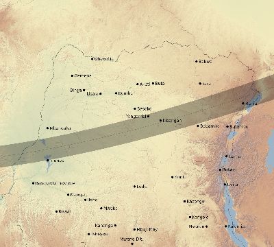 Map of the eclipse path across DR Congo on 12/04/1983