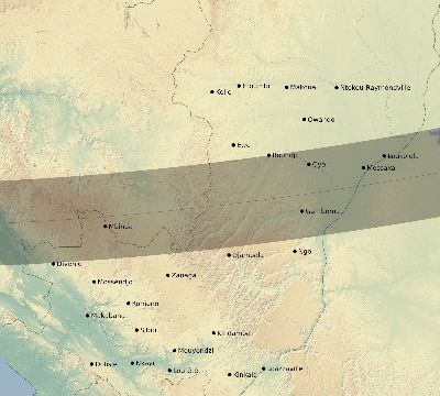 Map of the eclipse path across Republic of the Congo on 12/04/1983