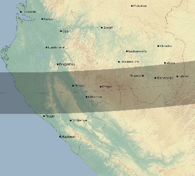 Map of the eclipse path across Gabon on 12/04/1983