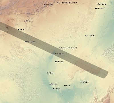 Map of the eclipse path across Algeria on 05/30/1984