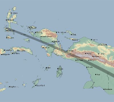 Map of the eclipse path across Indonesia on 11/22/1984