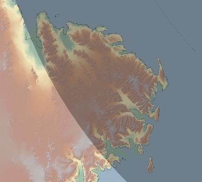 Map of the eclipse path across Antarctica on 11/12/1985