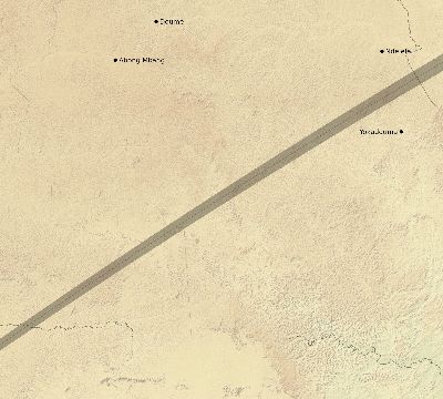 Map of the eclipse path across Cameroon on 03/29/1987