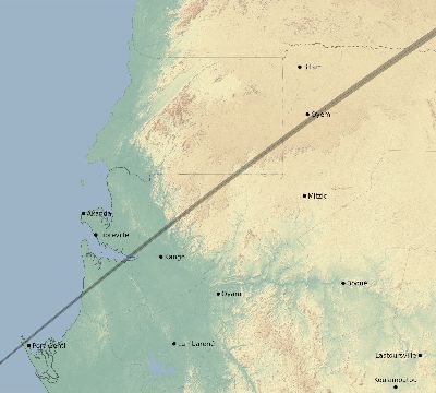 Map of the eclipse path across Gabon on 03/29/1987