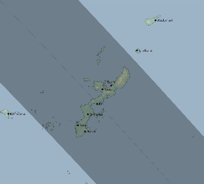 Map of the eclipse path across Japan on 09/23/1987