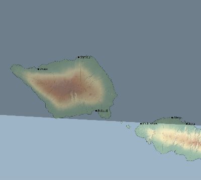 Map of the eclipse path across Samoa on 09/23/1987