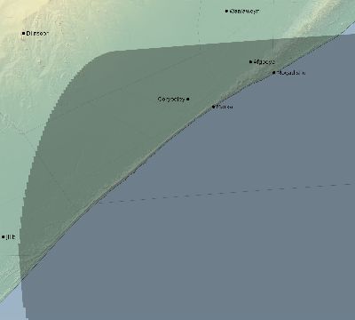 Map of the eclipse path across Somalia on 09/11/1988