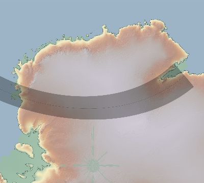 Map of the eclipse path across Antarctica on 01/26/1990
