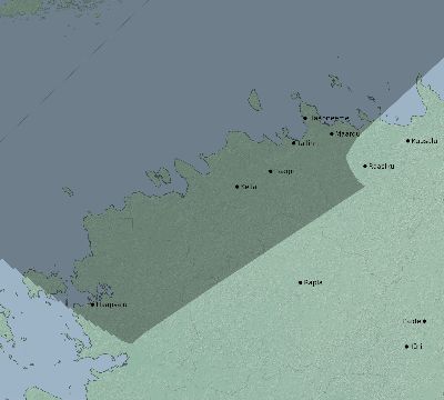 Map of the eclipse path across Estonia on 07/22/1990