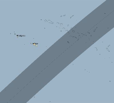 Map of the eclipse path across French Polynesia on 01/15/1991