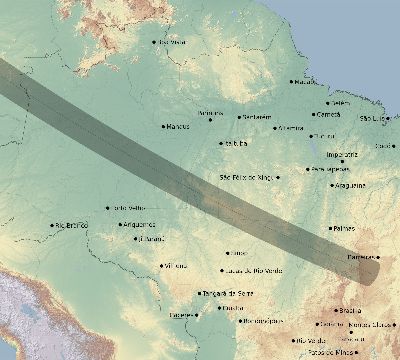 Map of the eclipse path across Brazil on 07/11/1991