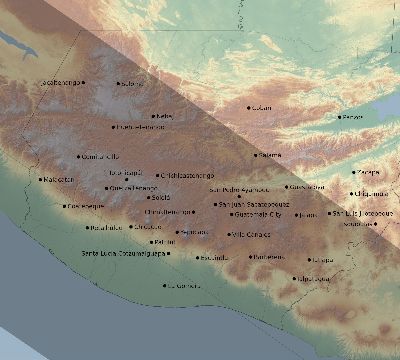 Map of the eclipse path across Guatemala on 07/11/1991