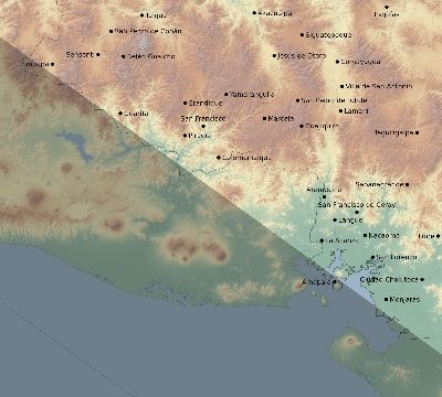 Map of the eclipse path across Honduras on 07/11/1991
