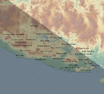 Map of the eclipse path across El Salvador on 07/11/1991