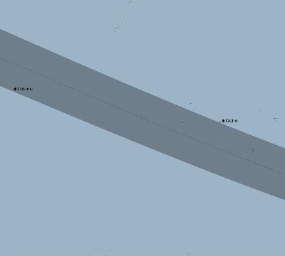 Map of the eclipse path across Micronesia on 01/04/1992