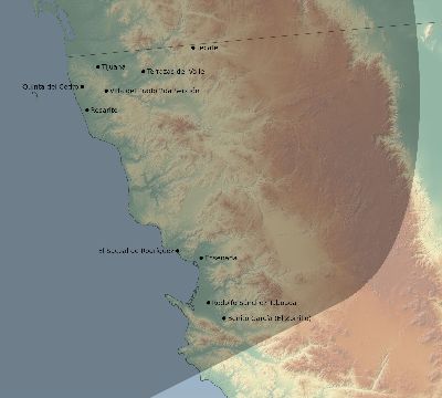 Map of the eclipse path across Mexico on 01/04/1992