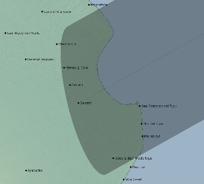 Map of the eclipse path across Argentina on 06/30/1992