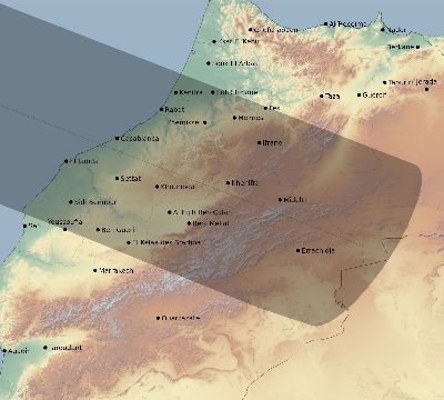 Map of the eclipse path across Morocco on 05/10/1994