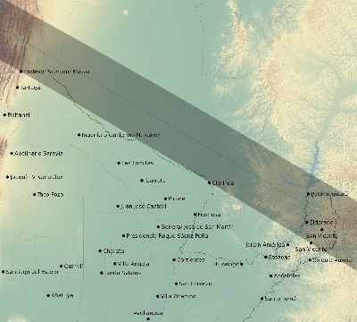 Map of the eclipse path across Argentina on 11/03/1994