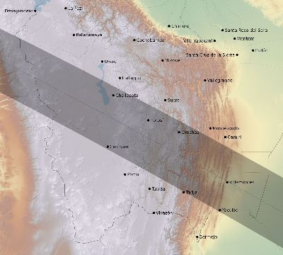 Map of the eclipse path across Bolivia on 11/03/1994