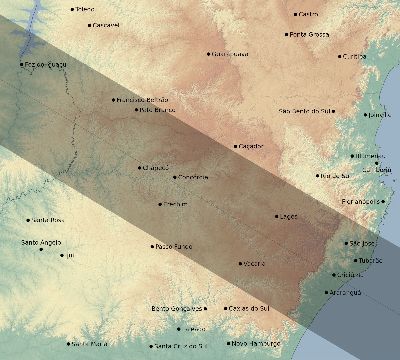 Map of the eclipse path across Brazil on 11/03/1994