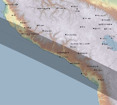 Map of the eclipse path across Peru on 11/03/1994